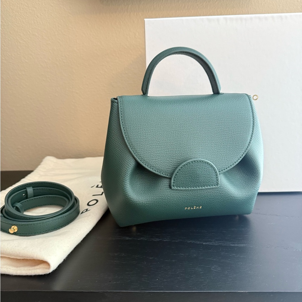 Polene Teal Leather Handbag